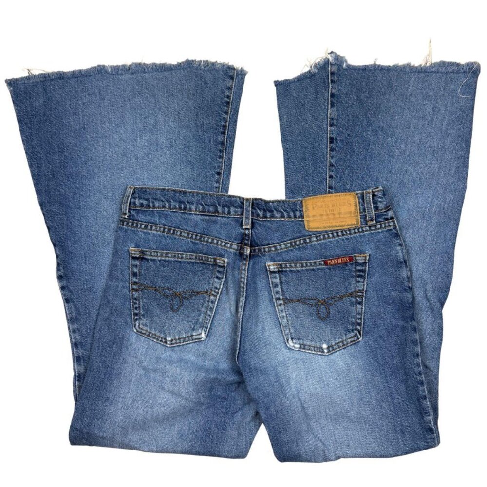 Vintage Paris Blues Button Fly Flare Jeans Raw Hem Made in USA